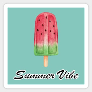 Summer Vibe, Watermelon Ice Pop, Hand Painted Watercolor Design Sticker